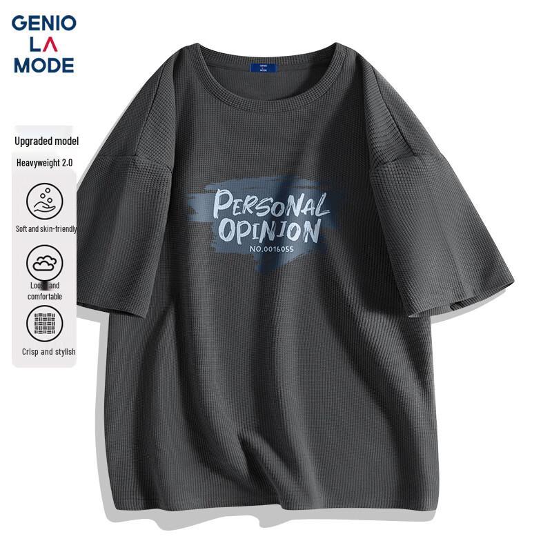 GENIOLAMODE Men s Waffle Knit Short Sleeve T-Shirt XL