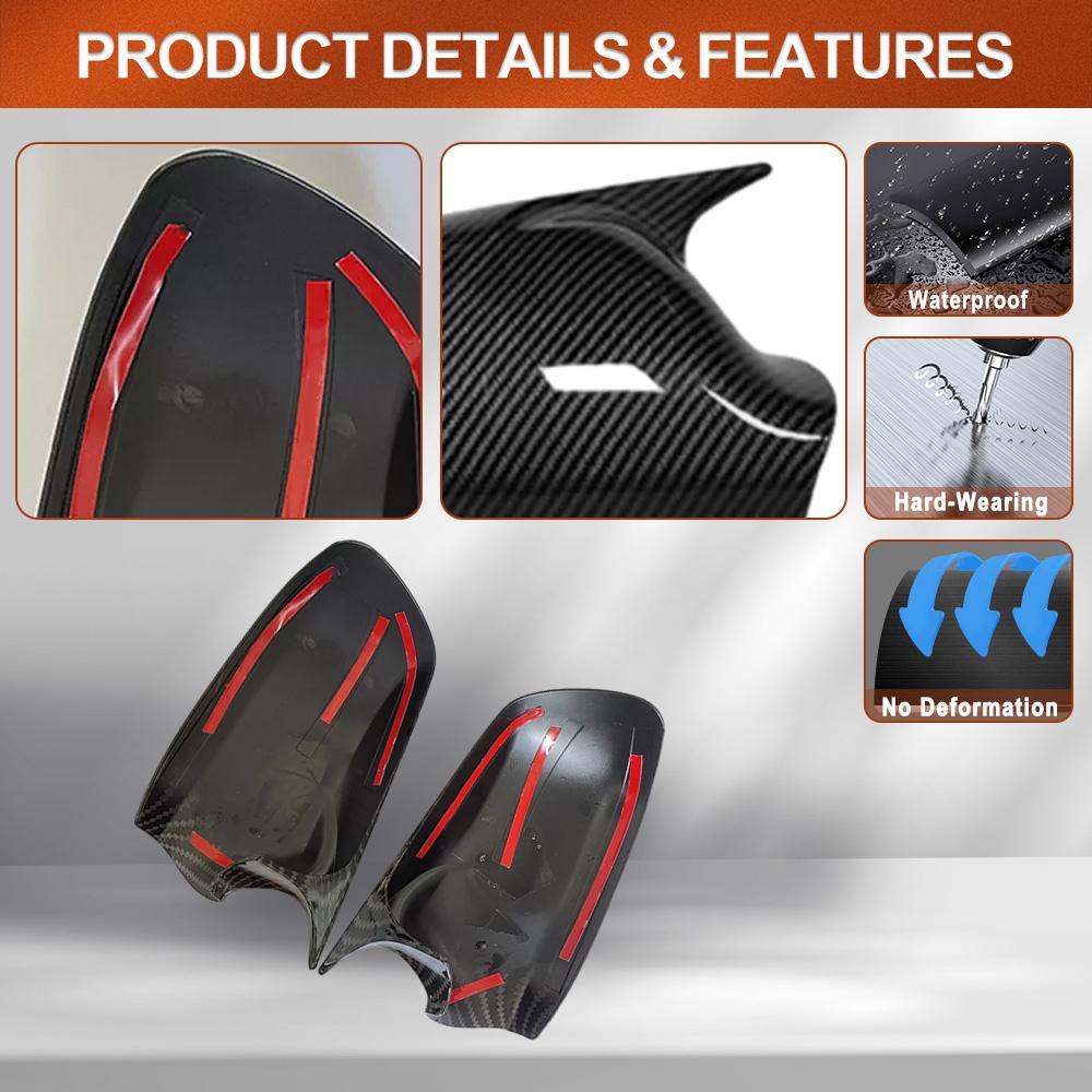 2PCS Rear View Mirror Cover Left Right Side ABS Black Door Wing Mirror Cover Cap for Mazda 3 Mazda 6 2003-2008