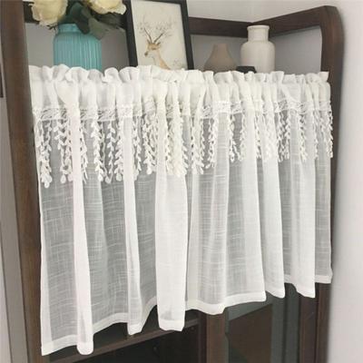 1 pièce de Courts Rideaux Blancs Brodés Rideaux en Voile Transparents Rideau Décoratif