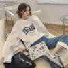 Women's Korean Letter Print Sweatshirts - Casual, Loose Fit, Round Neck for Autumn and Winter
