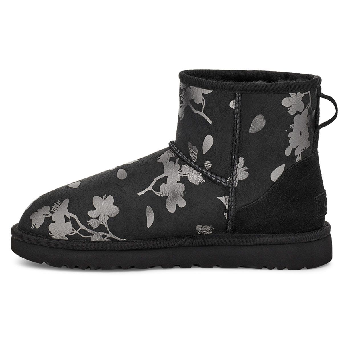

UGG Classic Mini Floral Foil Fur Lined Snow Boots Women Snow Boots Black 1118163-BLK