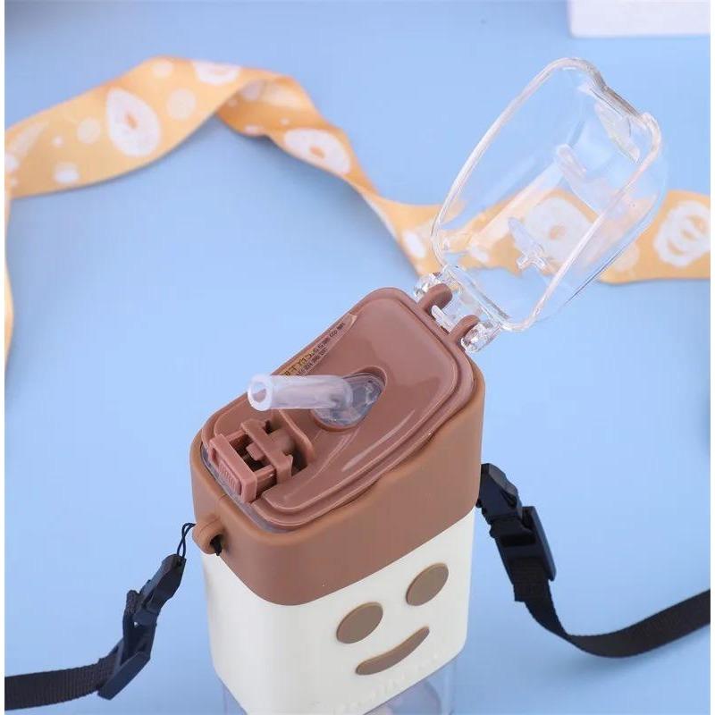 Hot Summer Cute Donut Ice Cream Water Bottle with Straw Creative Square Watermelon Cup Portable Leakproof Tritan Bottle BPA Free