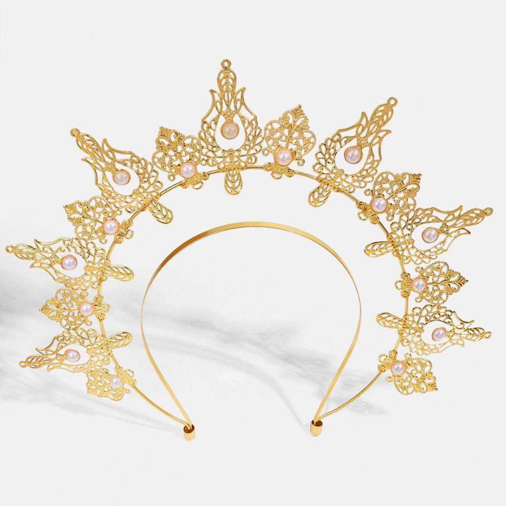 Baroque Sun Goddess Crown Vintage Baroque Tiara Headband Goddess Headpiece Stage Performance