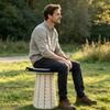 Outdoor Klapphocker mit Tragegriff Höhenverstellbar Einziehbarer Hocker Robust Camping Picknick Angeln Zusammenklappbarer Teleskopstuhl Sitz