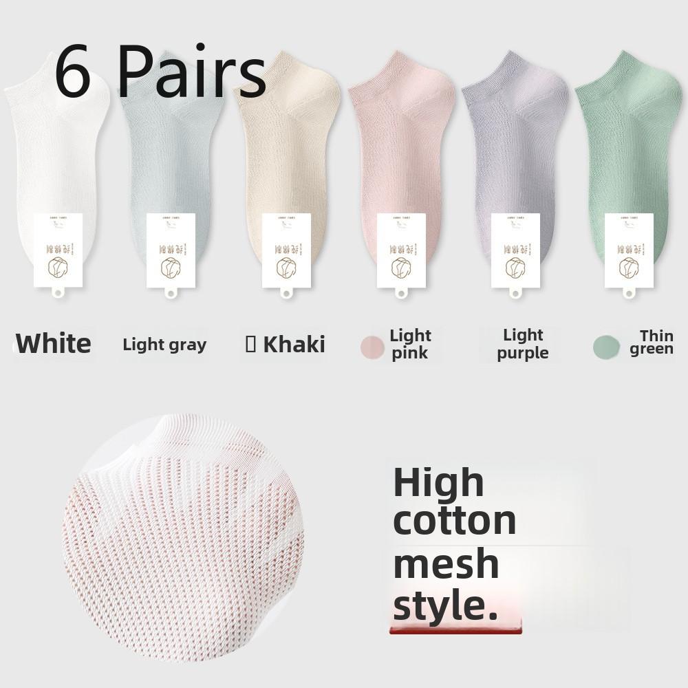 6 Pares Meias Femininas de Verão de Malha Ultrafinas Sem Costura Absorventes de Suor Calcanhar Que Não Desliza