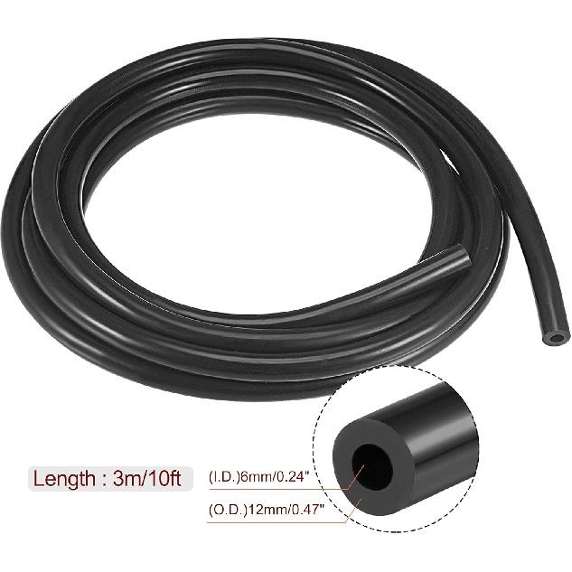 MECCANIXITY Vacuum Silicone Tubing Hose 1/4" ID 1/8" Wall Thick 10ft Black High Temperature for Engine