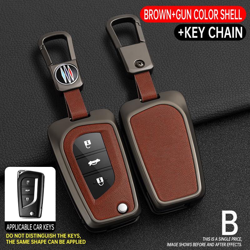 Folding Key Case for Toyota Reiz, Corolla, Levin, RAV4, and Highlander - Protective Cover & Buckle