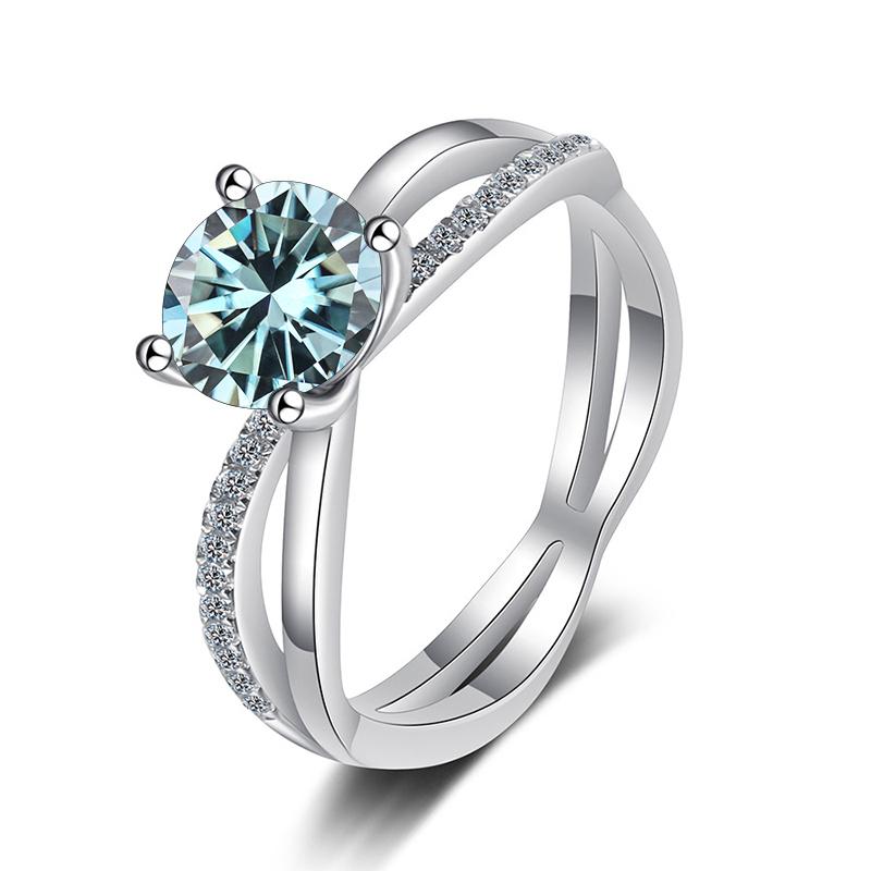 Bague Ringen S925 Sterling Silver Luxury Jewelry 1 Carat D Color Moissanite Diamond Ring For Wedding Four Claw Cross Hollow Rings