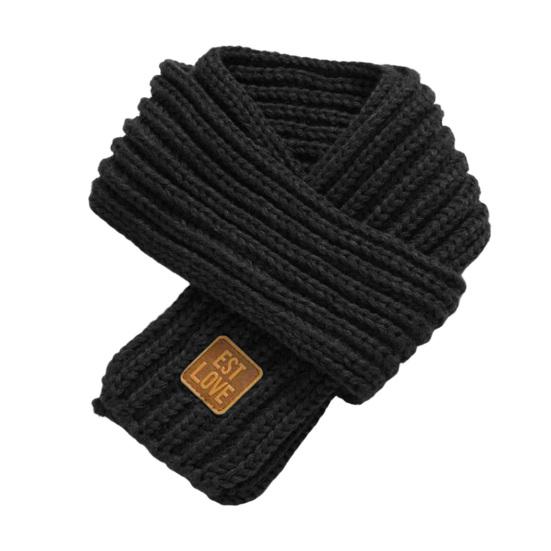 

Детский зимний шарф толстый однотонный вязаный мягкий высокоэластичный сохраняющий тепло для мальчиков и девочек легкий шейный платок для повседневной носки чёрный