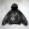 Purple Inferno Dragon Graphic Hoodie Women Oversized Vintage Goth Streetwear Long Sleeve Pullover Sweatshirt Gothic Casual Daily Outfit Harajuku Style