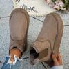 Women's Winter Warm Snow Boots - Short Tube Plush Lined Boots with Elastic Band, Round Toe Thick Sole Casual Shoes for Daily Wear
