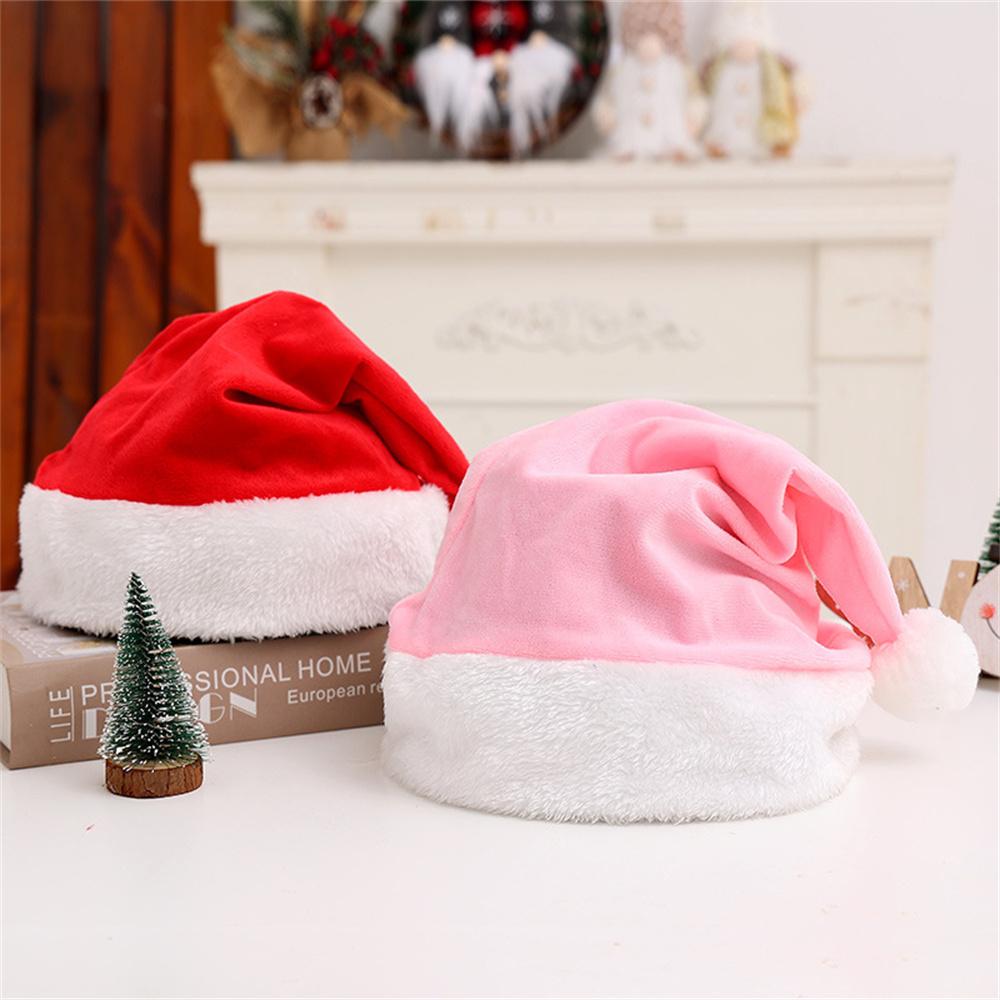 Chapeau de Père Noël de Noël Pour Adultes et Enfants Unisexe Velours Douillet Peluche Rouge Chapeaux de Noël Nouvel An Fournitures de Fête