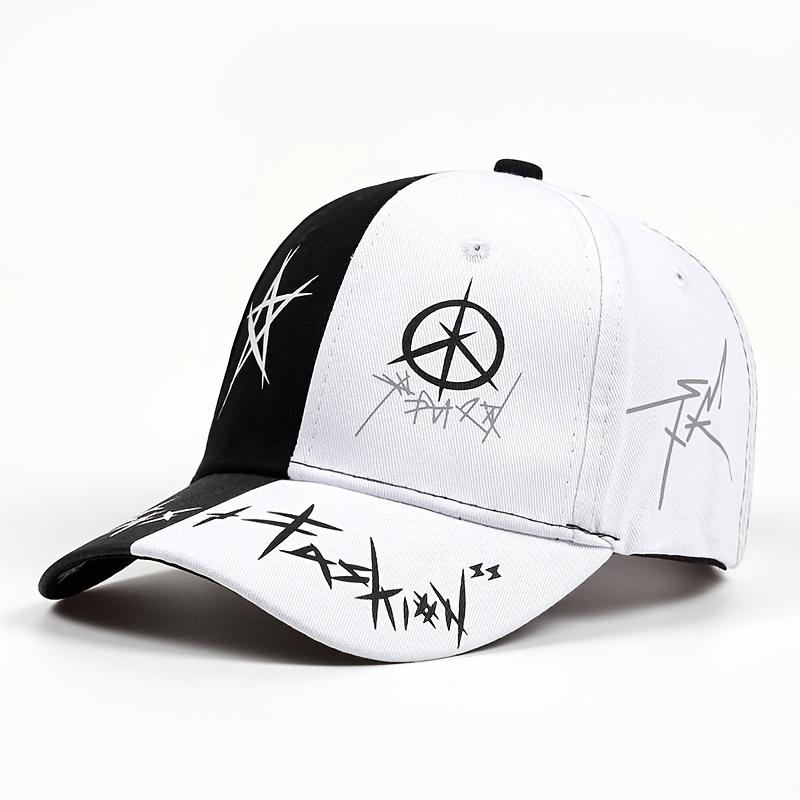 

Unisex Letter Pattern Printing Snapback Baseball Caps Spring and Autumn Outdoor Adjustable Casual Hats Sunscreen Hat Adjustable чорний білий колір