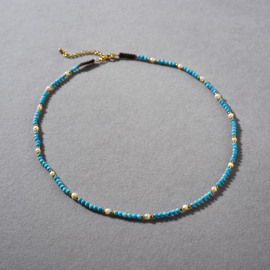 Личность Уникальный Бирюзовый Цвет Дофамин Летний Сладкий Прохладный Девушка Стиль Ключица Цепочка Нишевый Дизайн Темперамент Ожерелье