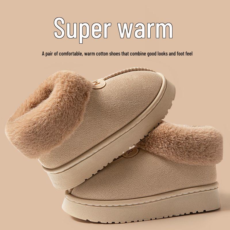 

High-Top Plush-Lined Cotton Slippers with Heel Support, Suitable for Outdoors, Snow Boots for Kids & Adults, Cozy Home and Office Wear Size 36-37 (Inner Length 22cm)