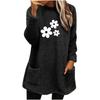 New Cartoon Print Long Sleeve Loose Round Neck Pullover Pocket Fleece Hoodie