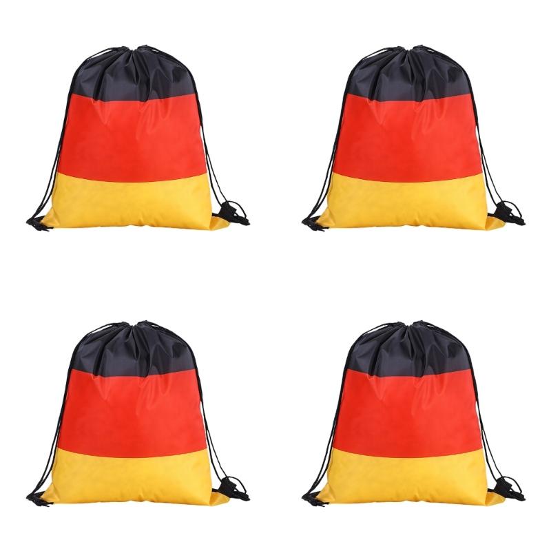 Pack Of 4 Durable Polyester Drawstring Bags With Tournament Flags Football Fan Gift For Party Favors And Sports Event