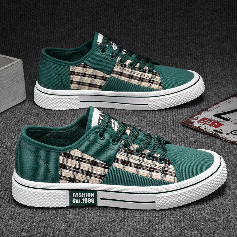 

S summer new outdoor fashion canvas men s shoes board shoes, black, green 44 червоний