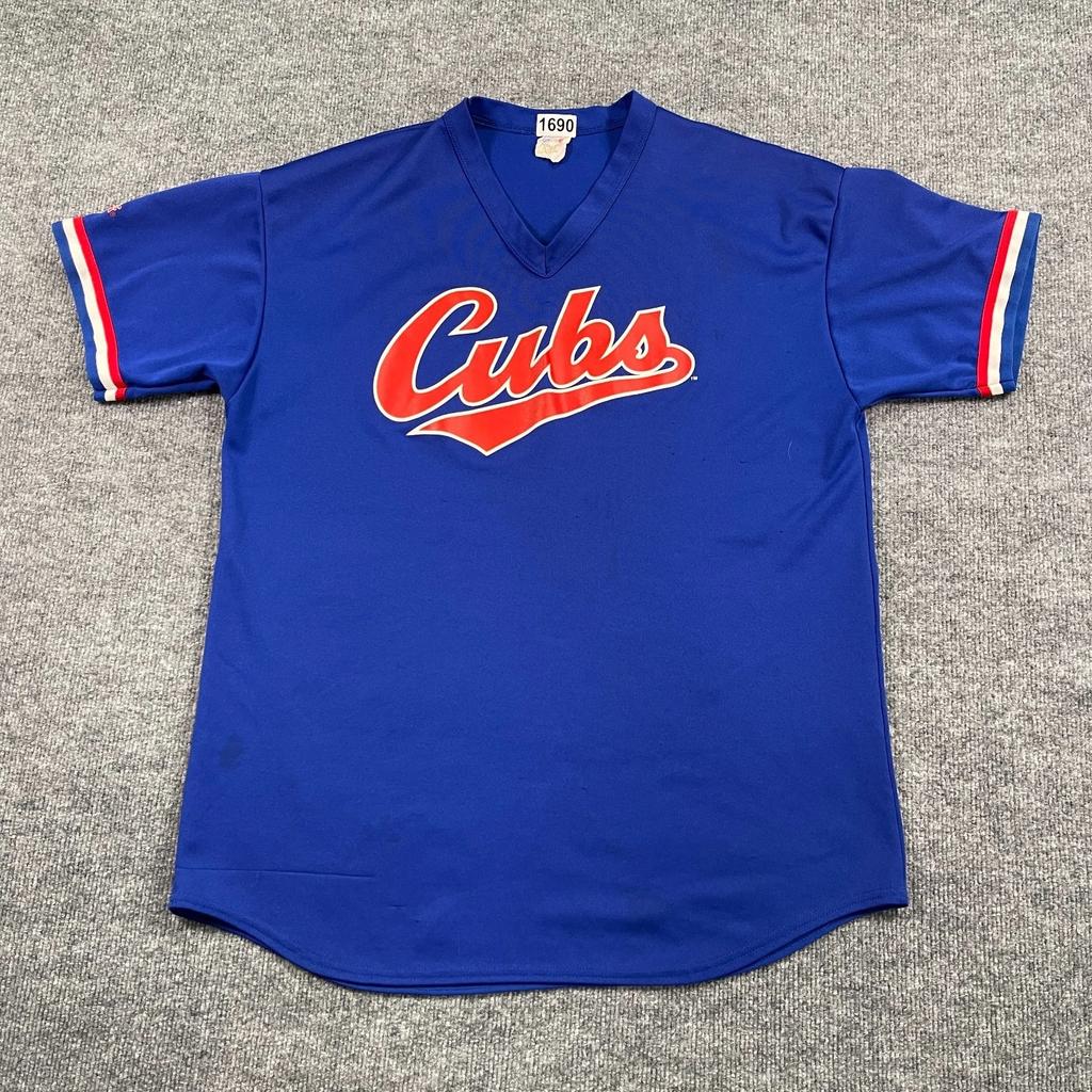 Vintage lata 90. Majestic Chicago Cubs Koszulka Baseballowa XL 23x30 Niebieska z Napisem