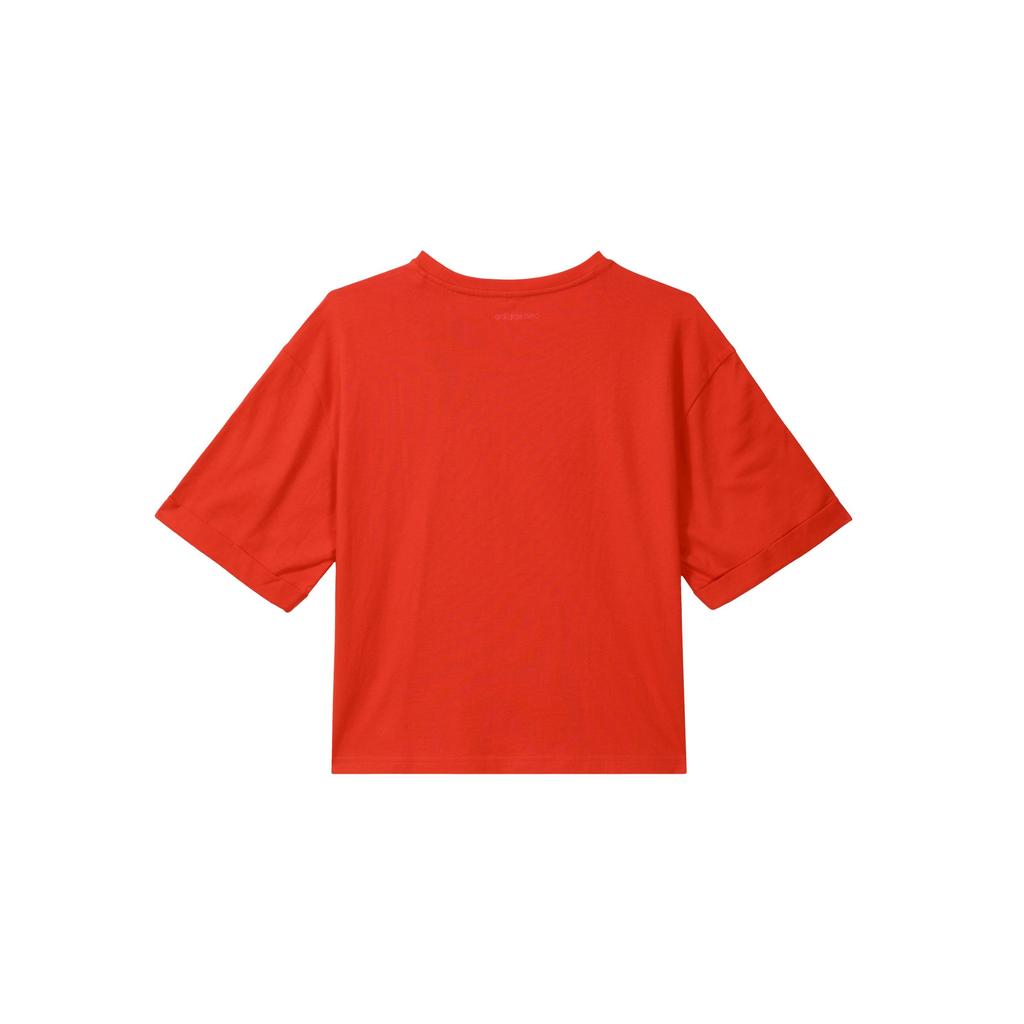 Adidas Neo Cny Series Casual Sports Printed Dopamine Round Neck Short Sleeve Drop Shoulder T-Shirt Women T-Shirt Red GP5739