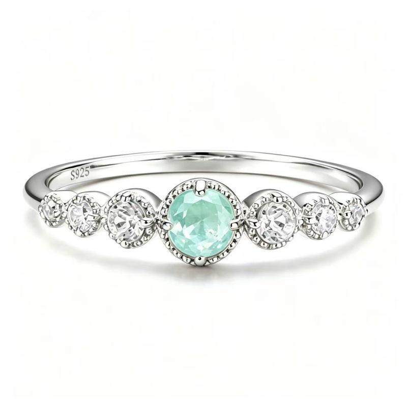 S925 Silver Zodiac Ring with Yellow Crystal, Sapphire, and Multi-colored Gemstones - Versatile Stackable Design.