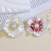 Women Brooch Sparkling Rhinestones Imitation Pearl Decor Flower Design Lapel Pin Chinese Style Sweater Scarf Badge Jewelry Accessories