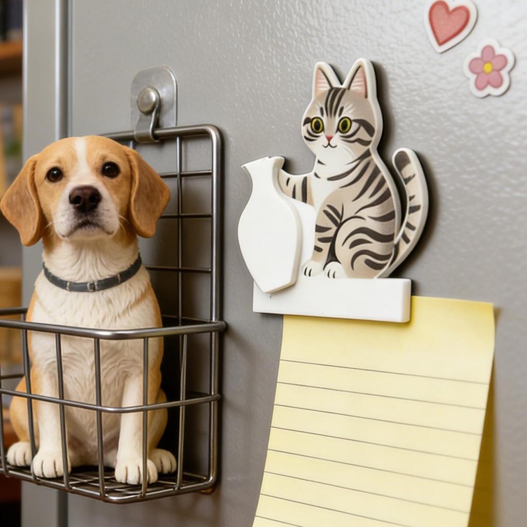 Cat Whisker Holder Acrylic Fridge Magnet Keepsake Creative Cat Whisker Vase For Pet Hair Collection, Refrigerator Wall Home
