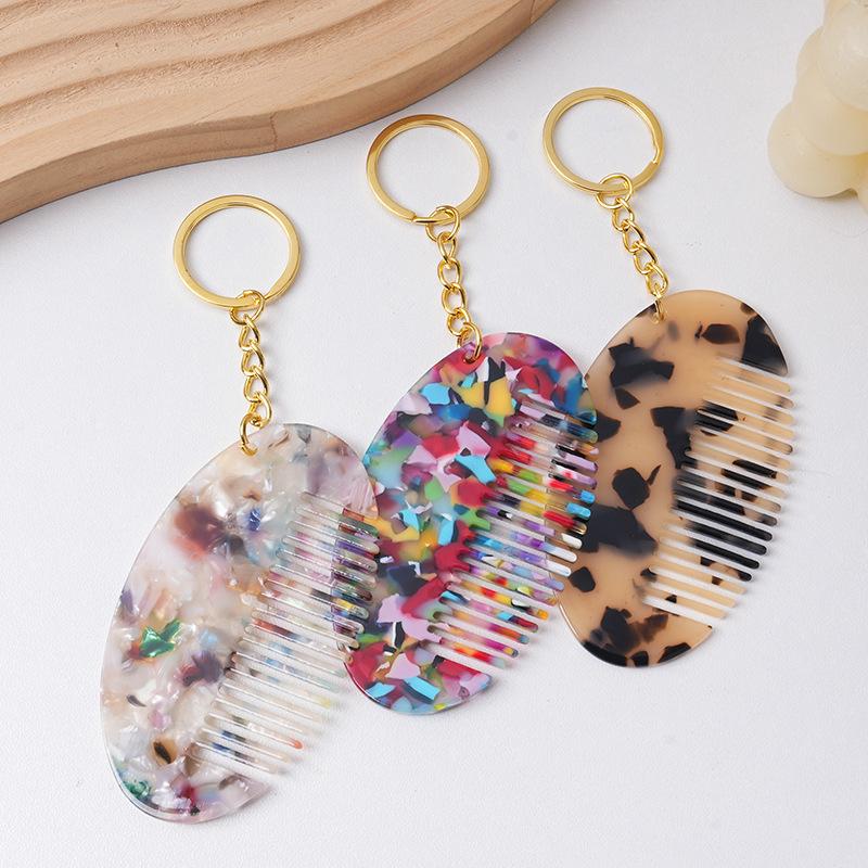 Portable Mini Comb Cute Keychain For Women Backpack Pendant Bag Decor Colorful Key Chains Car Keychains Travel Hair Accessories