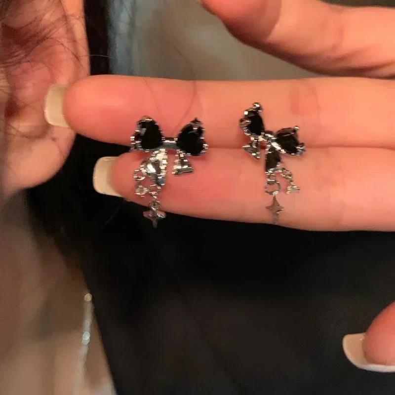 Korean Bowknot Zircon Stud Earrings For Women Trendy Cute Pink Crystal Earrings Personality Y2K Earring Girl Party Jewelry Gifts