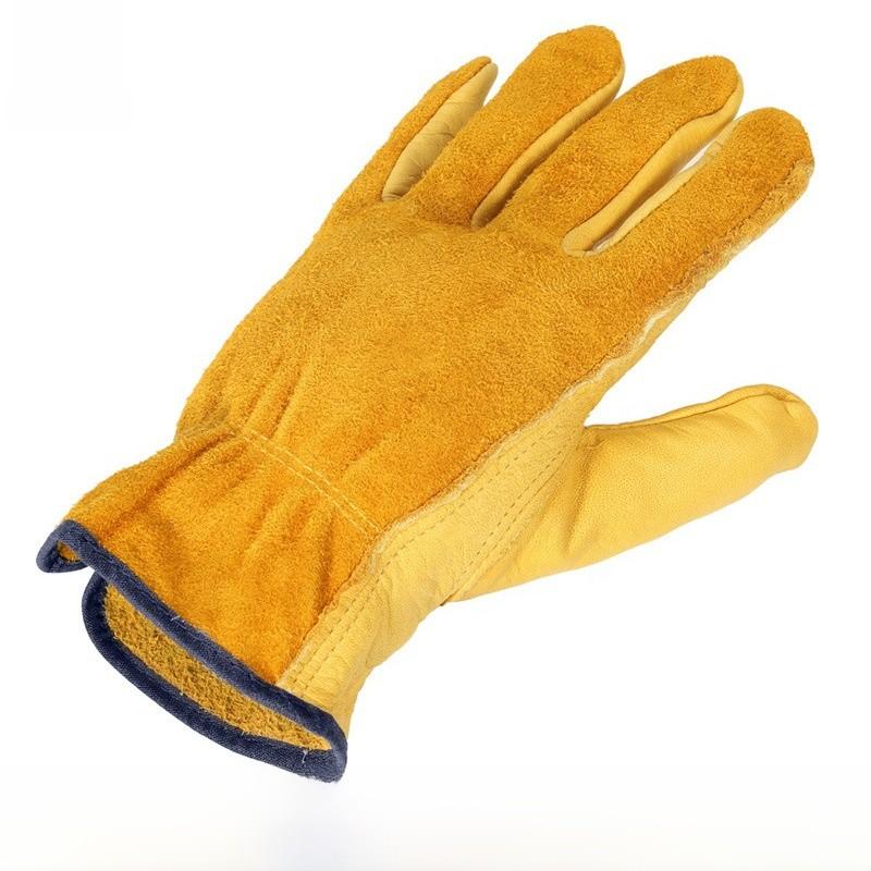 Work Gloves Cowhide Leather Gardening Mechanical Welding Safety For Industrial Use