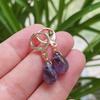 1pair Natural Stone Earrings for Women Small Water Drop Ear Loop Amethysts Rose Quartz Topazs White Crystal Dangle Earrings