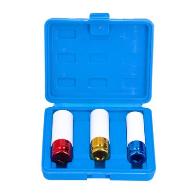 3Pcs Lug Nut Socket 12in Metal Impact Thin Wall Deep Drive Wheel Protector Set Kit