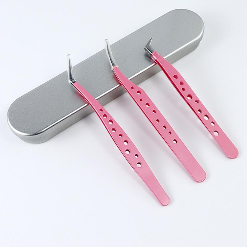 Multifunctional Tweezers Stainless Steel Eyelash Tweezers Grafting False Eyelash Patches False Eyelash Aids Portable Tweezers