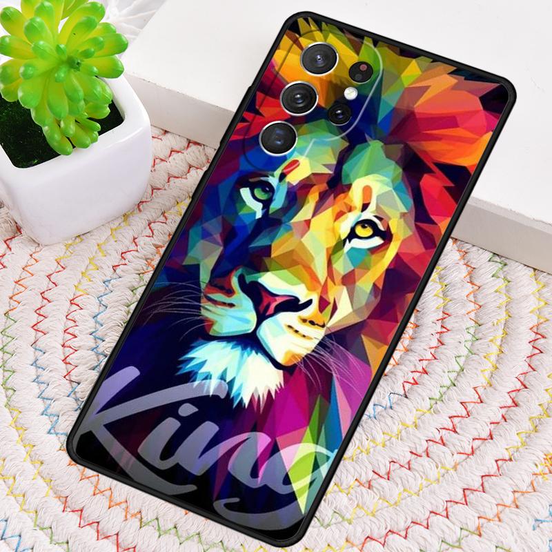 Alpha King Lion Drawn Art Phone Case for Samsung Galaxy note 10 pro S26 Ultra S23 S24 FE S25 S21 S22 PLUS shockproof Cove