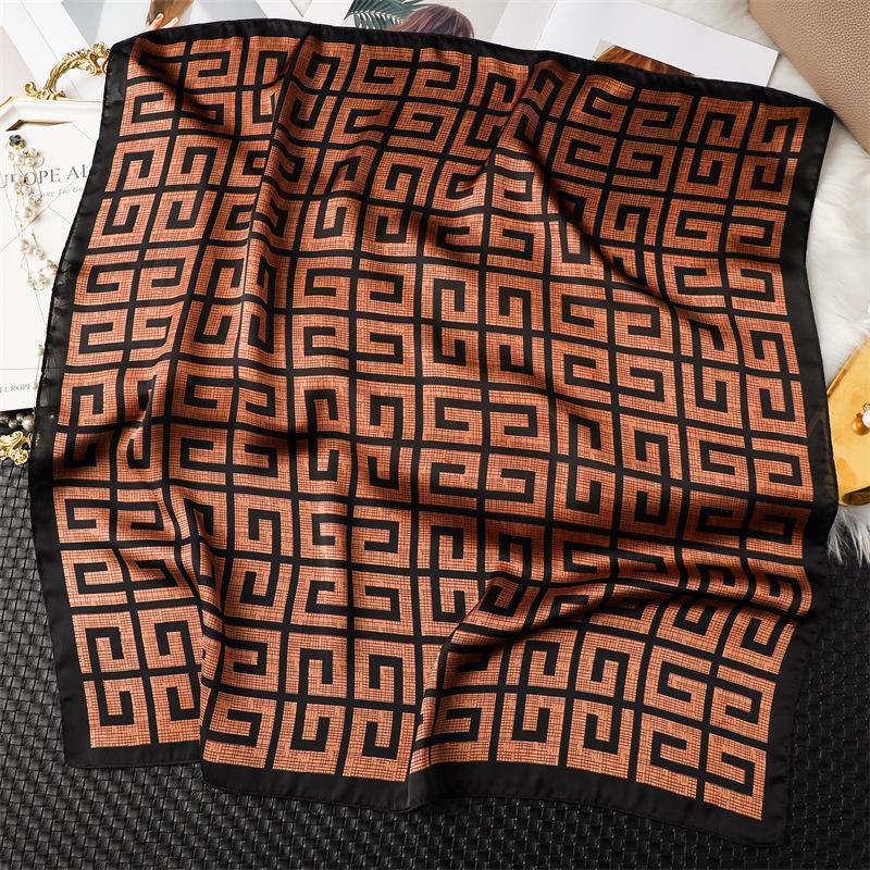 Frauen Luxus 70X70cm Quadrat Seide Schal Weibliche Weiche Haarband Stirnband Halstuch Foulard Krawatte Tasche Band Bandana Sonnenschutz