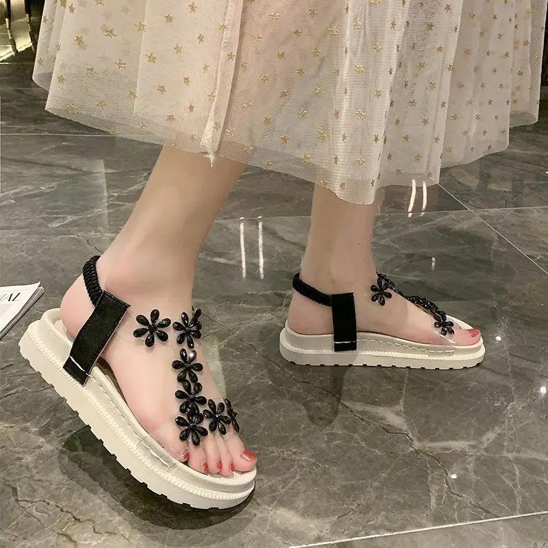Fashion Outdoor Open Toe Ladies Shoes Wholesale Summer 2025 Comfortable Cheap Liquidation Korea Daily Chic and Elegant Women's Sandals