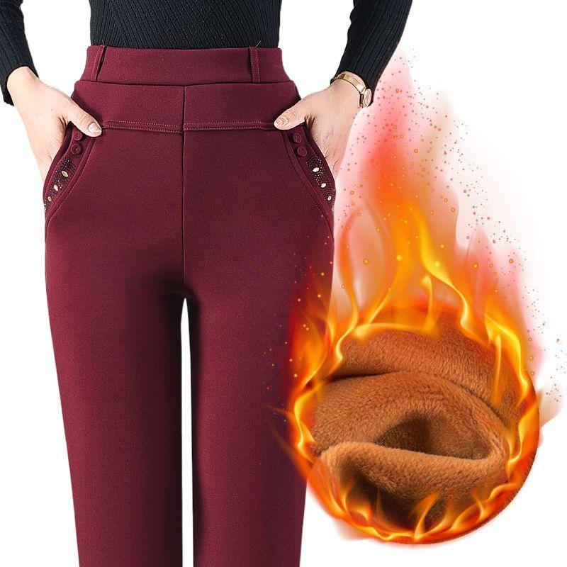 Women's Autumn and Winter New Patchwork Button Pocket Lace Solid High Waisted Fashion Commuting Loose Straight Leg Pants