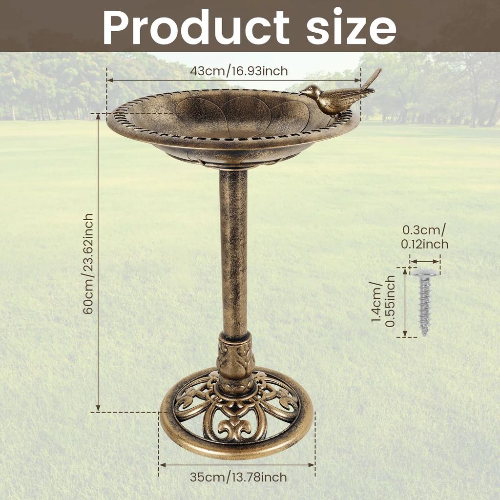 Vintage Bird Bath Feeder Bowl for Outdoor Garden Decor Courtyard Parrot Hummingbird Wild Birds Feeding Watering Supplies