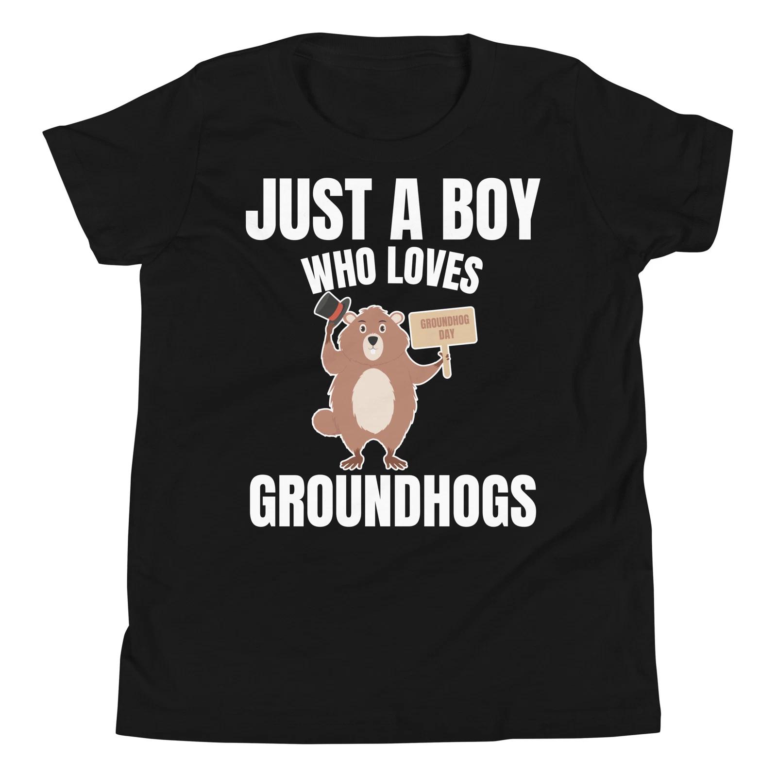 

Just A Boy Who Loves Groundhogs Ground Hog Day Novelty Youth T-Shirt 130