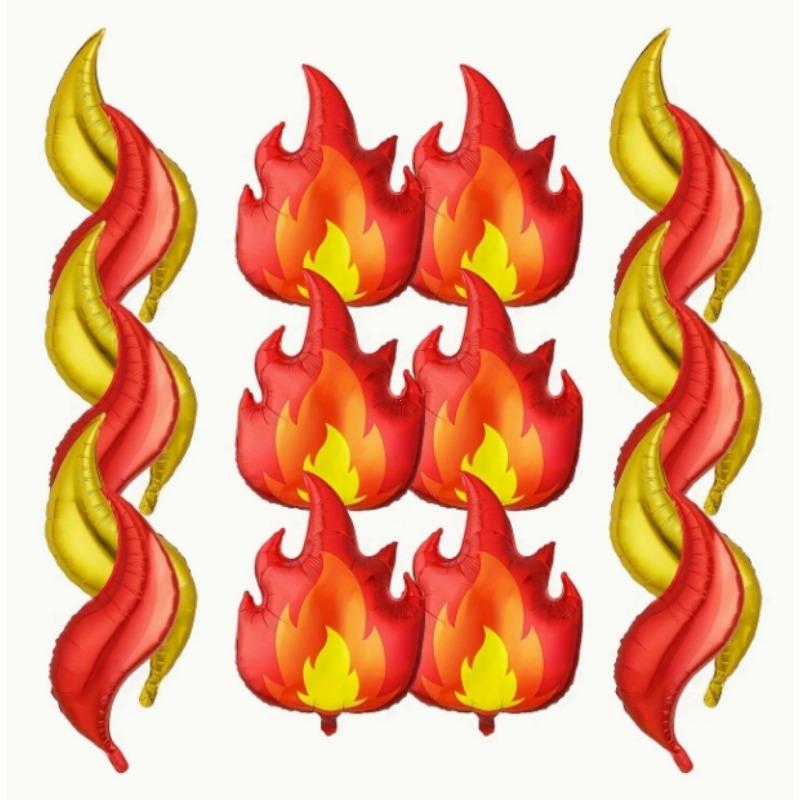 

18 воздушных шаров в форме пламени, герметичная конструкция, подходят для украшения на день рождения и мероприятий на тему элемента огня