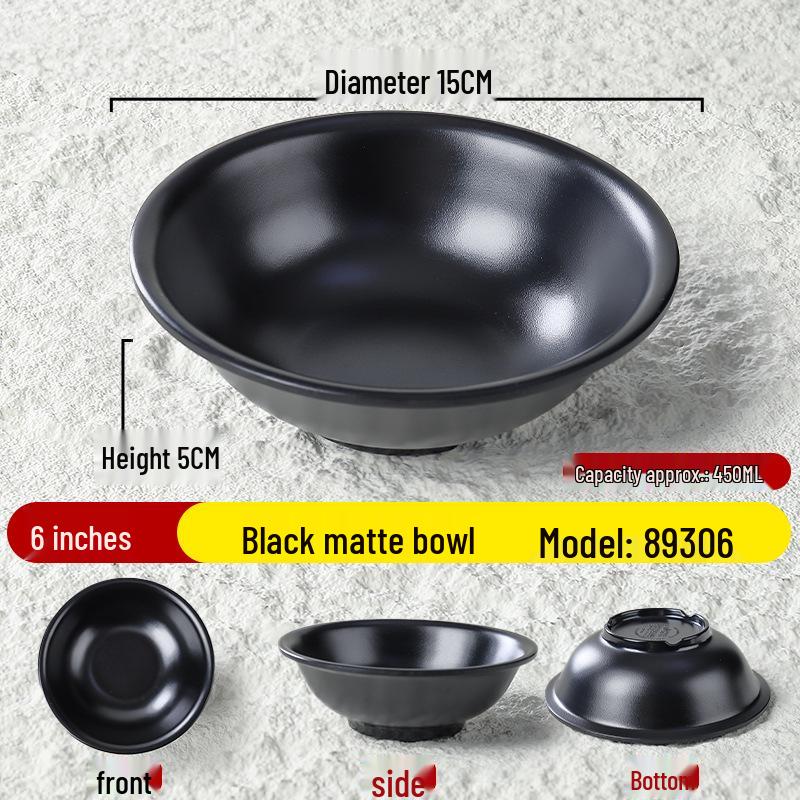 Черная Матовая Меламиновая Миска для Лапши - Ударопрочная, в Форме Шляпы, для Говядины, Лоосыфэнь, Мала Тан и Смешанной Лапши Standard