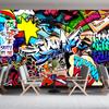 Cartoon Graffiti Wall Murals Graffiti Wallpaper For Boys Suitable For Restaurant Dance Bar Mural Home Decor