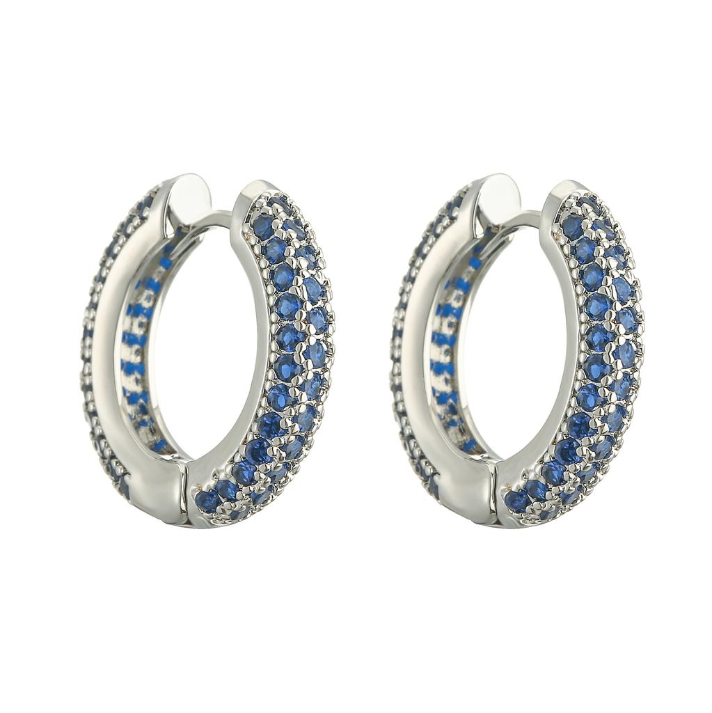 18K Gold Plated Brass Huggie Earrings with CZ Zircon Thin Ear Hoops Earring for Women Round Colorful Earring Piercing