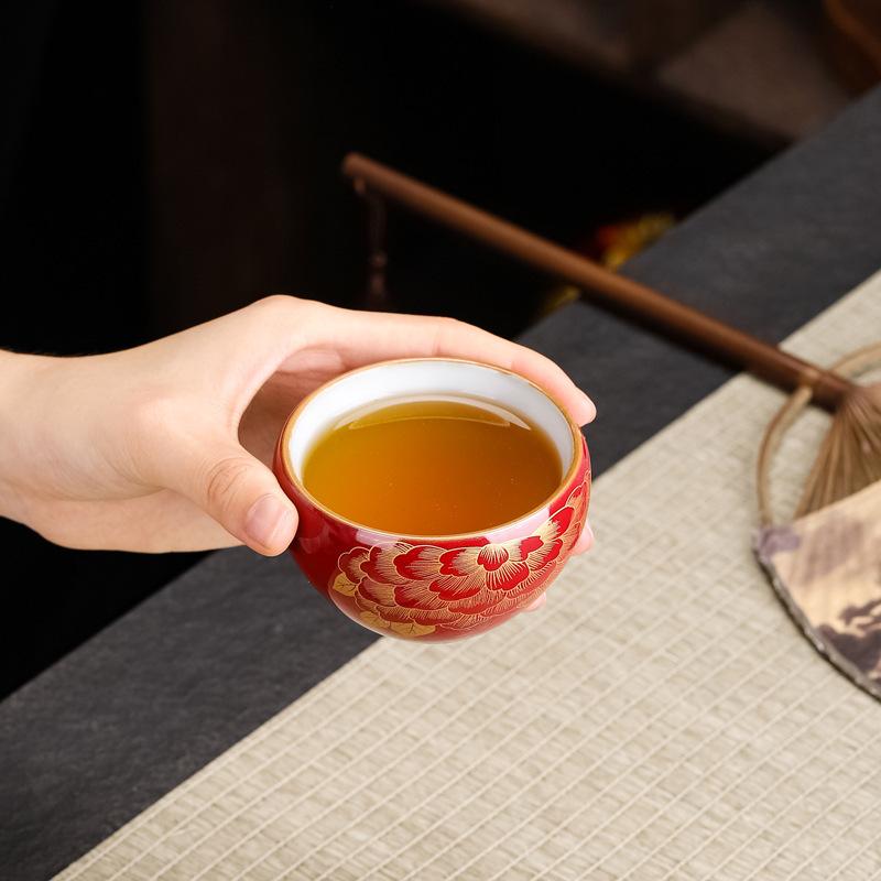 Ru Kiln Crackle Ceramic Vintage Master Single Cup Jilu Kung Fu Large Personal Tea Bowl Factory Direct Sale