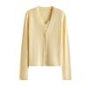Ultra-Fine 100% Pure Wool V-Neck Cardigan: Women's Spring/Autumn Loose Knit Sweater