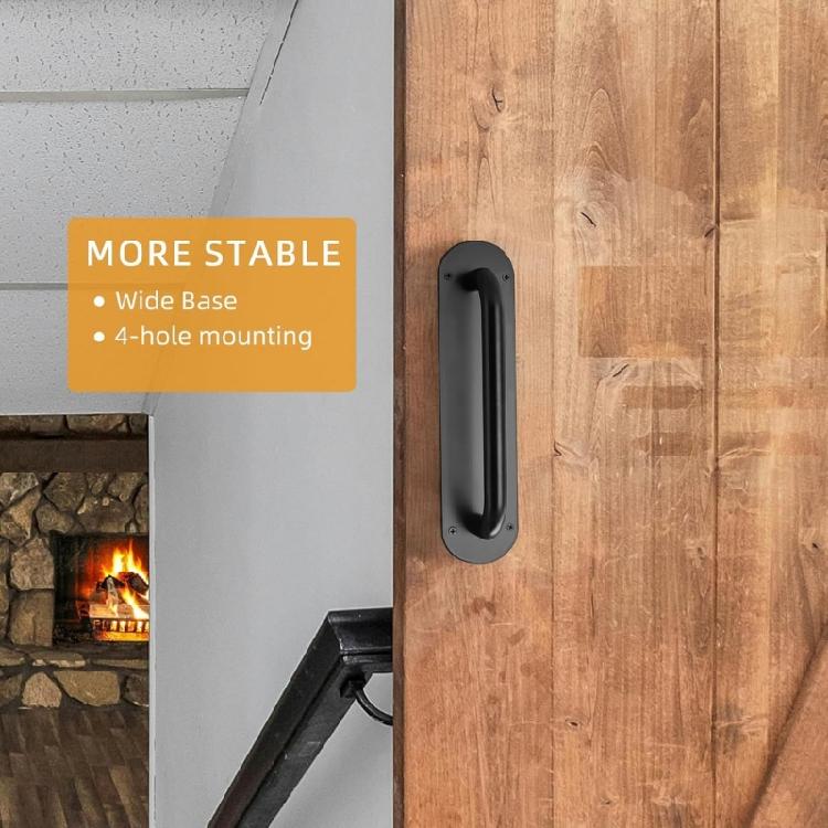Barn Style Door Handle Steel Material Rusts Resistant with Wide Base Four Screws Mount Comfortable Use for Home