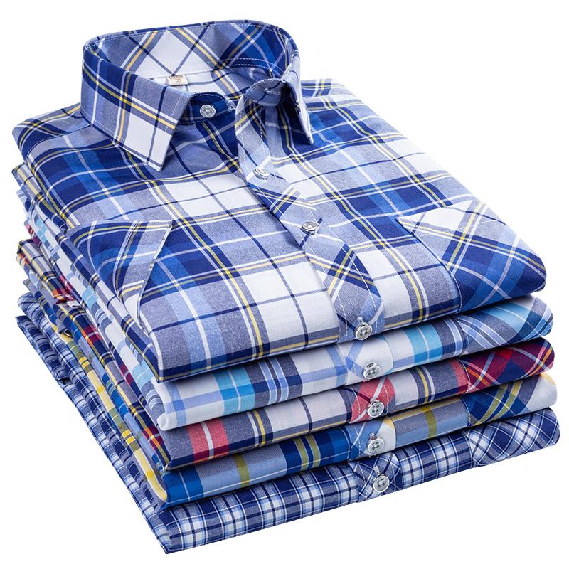 Men's Short Sleeve Plaid Shirt Checked Design Classical Casual Summer Shirt