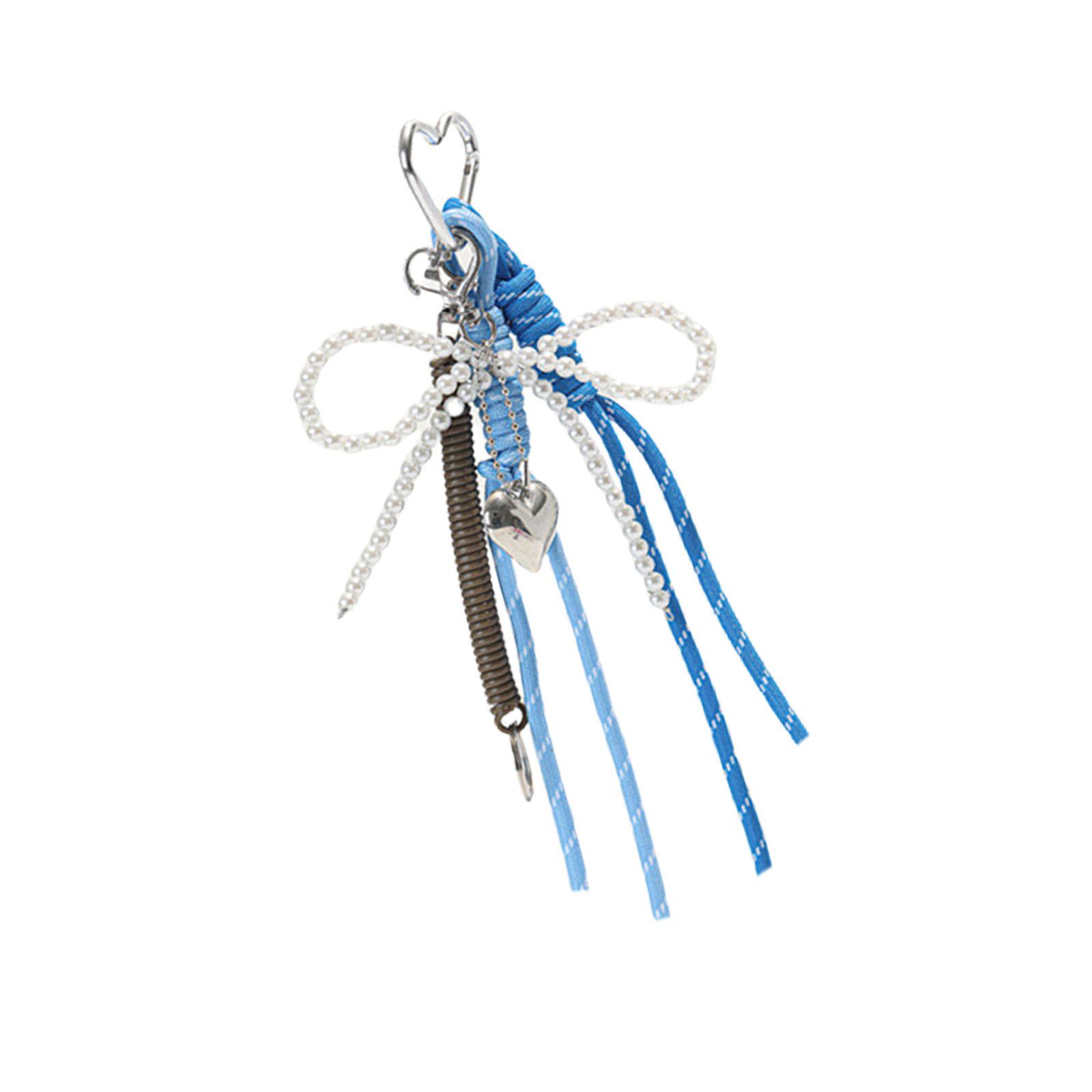 

Жемчужный брелок с бантом и плетеным шнурком, красочный аксессуар для ключей, модный шарм для сумки для женщин и девушек