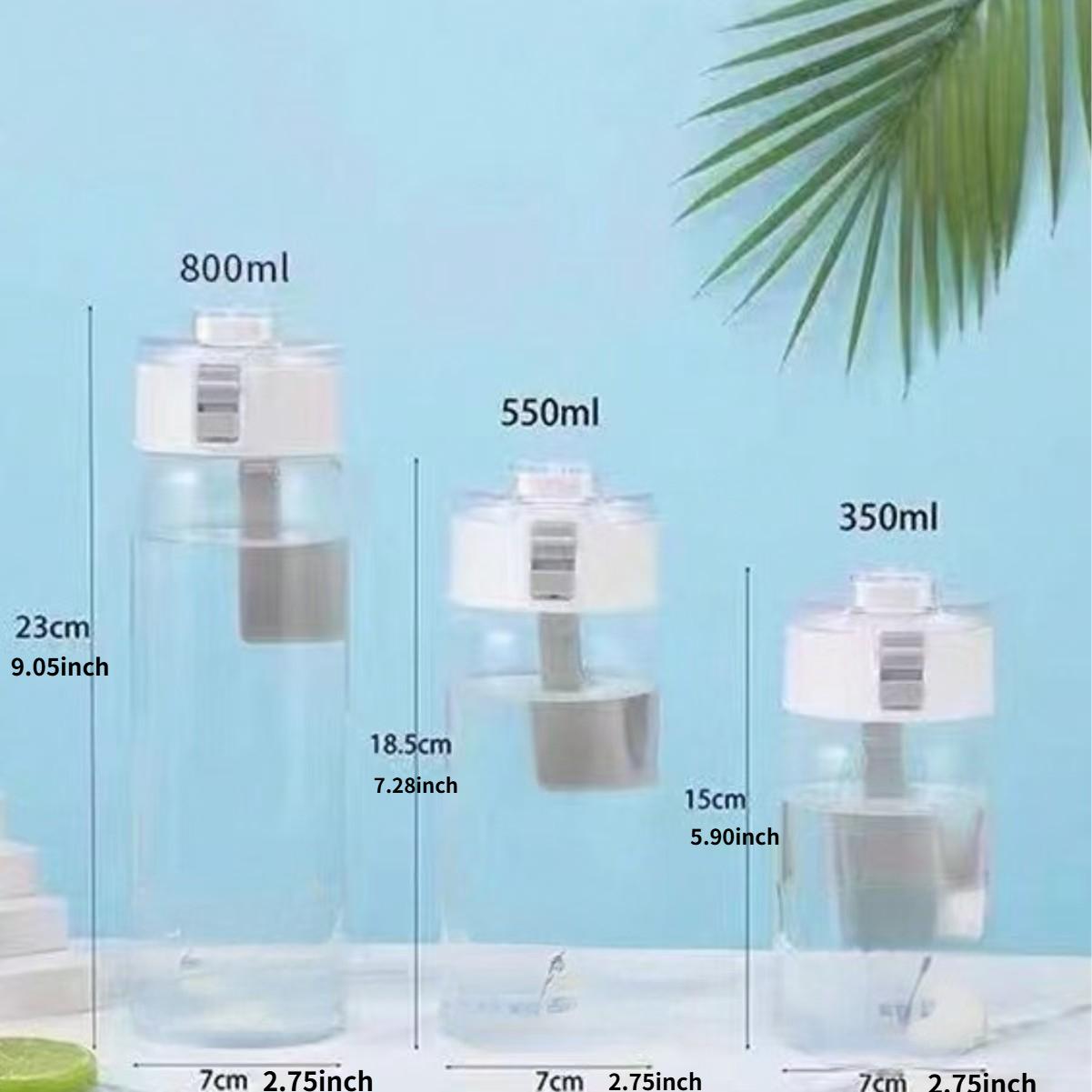 

Portable Plastic Water Bottle Sports Fitness Large Capacity Transparent Cup with Tea Compartment Outdoor Anti-drop Water Bottle 350ml белый