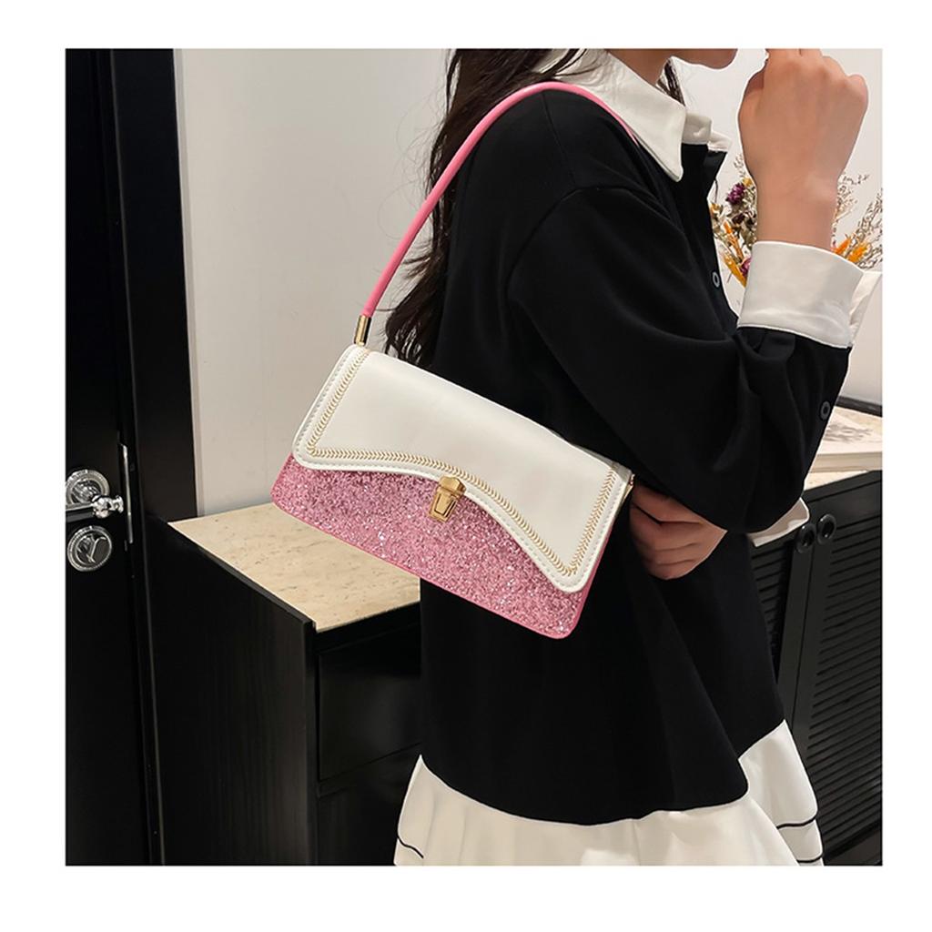 Large Capacity Splicing On The New Foreign Fashion Sequins Fashion Shoulder Armpit Small Square Bag for Women